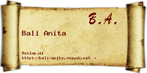 Bali Anita névjegykártya