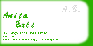 anita bali business card